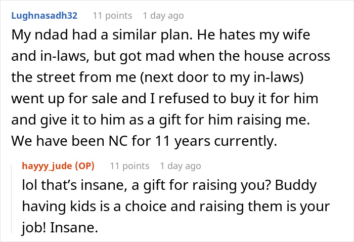 Forum comment about a gay man shocked parents expect retirement funds after being kicked out, discussing family money conflicts.