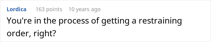 Comment about getting a restraining order in response to woman cutting off parents after catching mom with fianc&eacute;.