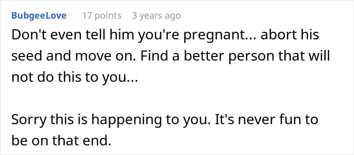 Screenshot of an online comment advising a woman to move on after uncovering husband's affair and life changes.