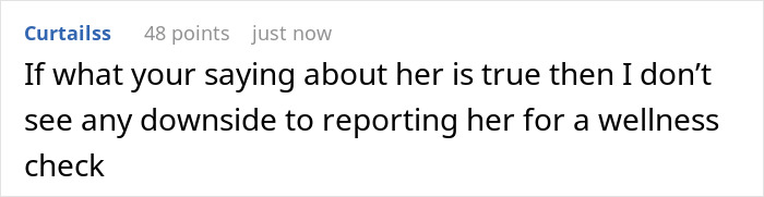 Screenshot of an online comment discussing concern about a mom and pregnant daughter living in a cluttered, landfill-like home.