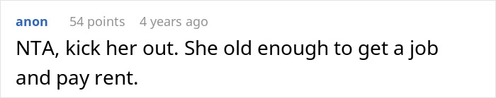 Comment on a forum thread about a rude relationship, advising to kick out someone old enough to work and pay rent.
