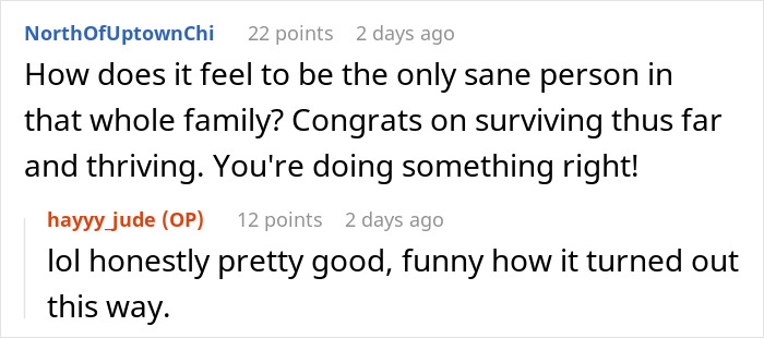 Screenshot of a Reddit conversation about a gay man&rsquo;s reaction to his parents expecting retirement support after kicking him out.