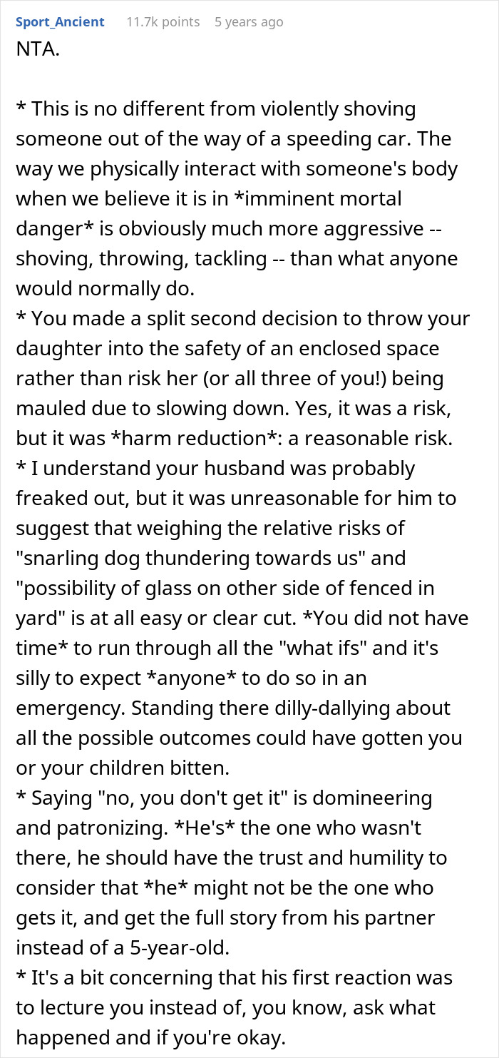 Wife protects twin girls by quickly closing fence as dog chases them, ensuring their safety in the yard.