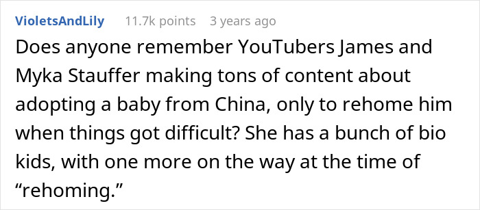 Screenshot of a Reddit post discussing a woman struggling with her 8th adopted child behaving horribly on Facebook. Screenshot of a Reddit post discussing a woman struggling with her 8th adopted child behaving horribly on Facebook.