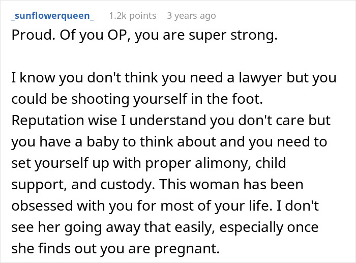 Comment discussing a woman&rsquo;s strength after accidentally uncovering her husband&rsquo;s affair and concerns about custody and alimony.