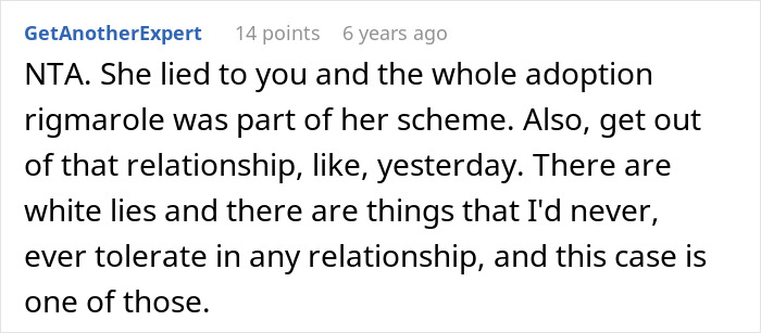Comment on a forum discussing a man refusing to adopt wife&rsquo;s kids after discovering secrets about their father.