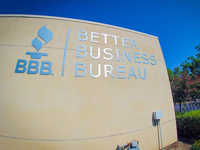 Better Business Bureau building exterior under clear blue sky, representing businesses often more corrupt than realized.