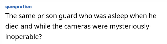 Text excerpt about Epstein guard&rsquo;s incriminating words regarding his passing displayed on a plain background in black font.
