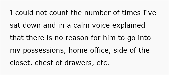 Text on a white background describing a stressed wife explaining to an unhelpful husband about boundaries in their home. Text on a white background describing a stressed wife explaining to an unhelpful husband about boundaries in their home.