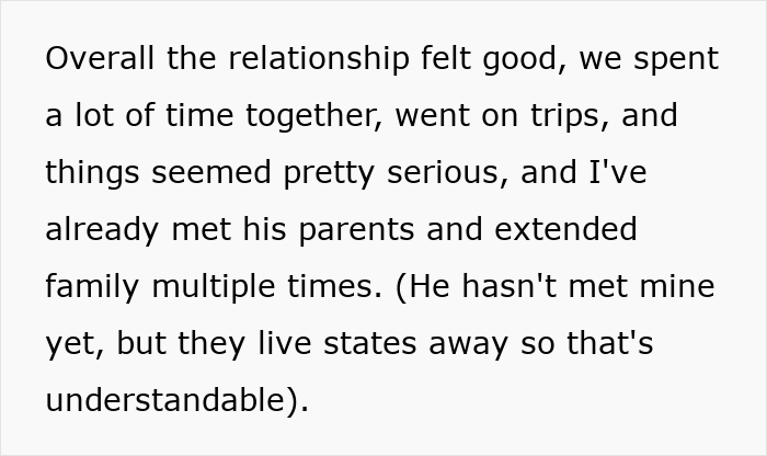 Text about a relationship where the boyfriend kept notes on favorite foods but showed romantic indifference.