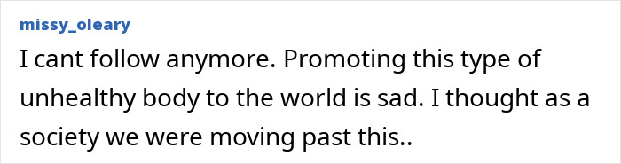 Comment expressing concern over Demi Moore's weight loss and the promotion of unhealthy body standards.