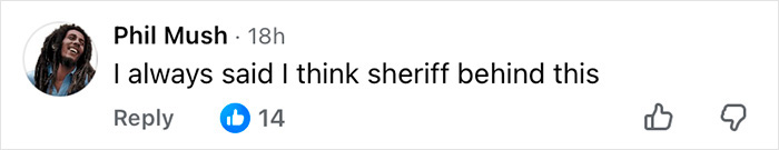 Comentário na mídia social de Phil Mush expressando suspeita sobre o caso do xerife no deputado acusado de sequestro de mulher. Comentário na mídia social de Phil Mush expressando suspeita sobre o caso do xerife no deputado acusado de sequestro de mulher.