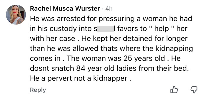 Comentário sobre deputado acusado de sequestrar mulher sob custódia, discutindo prisão e detalhes do caso em postagem nas redes sociais. Comentário sobre deputado acusado de sequestrar mulher sob custódia, discutindo prisão e detalhes do caso em postagem nas redes sociais.