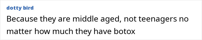 Comment about middle aged people having tired eyes despite Botox, discussing reason behind tired eyes affecting youthful appearances.