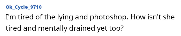 Comment expressing frustration about lying and photoshop in relation to Kylie Jenner's personal and public photos differences.