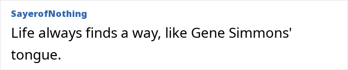 Comment mentioning Gene Simmons' iconic tongue and its lasting impact, related to internet reactions.