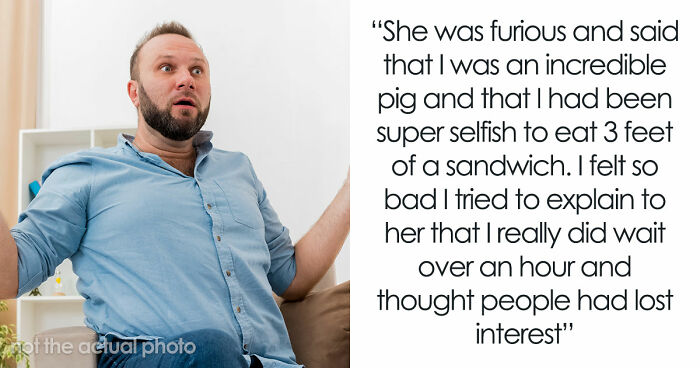 Heavy Eater Downs 3 Feet Of Sandwich, Gets Called Out By Party Host For Being An “Incredible Pig”