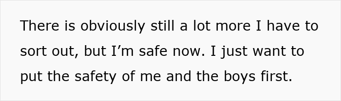 Alt text: Woman suspects husband is a psychopath after reading horrifying texts about safety concerns for her and her boys. Alt text: Woman suspects husband is a psychopath after reading horrifying texts about safety concerns for her and her boys.