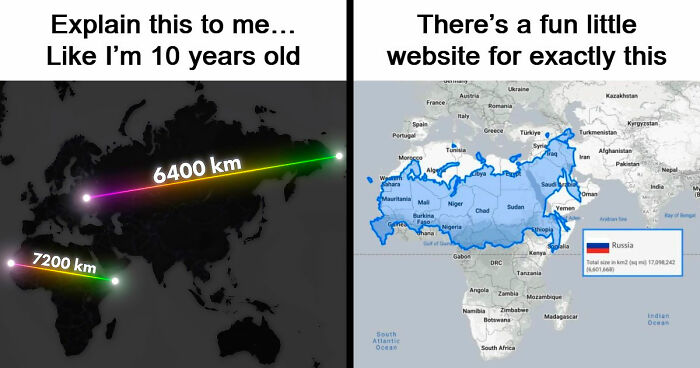 Person Wonders Why Some Bigger Countries Look Small On Maps, People Explain It To Him Like He’s 10