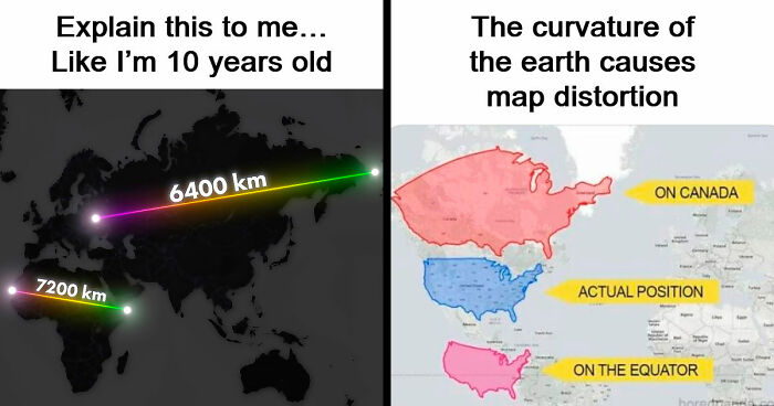 Person Wonders Why Some Bigger Countries Look Small On Maps, People Explain It To Him Like He’s 10