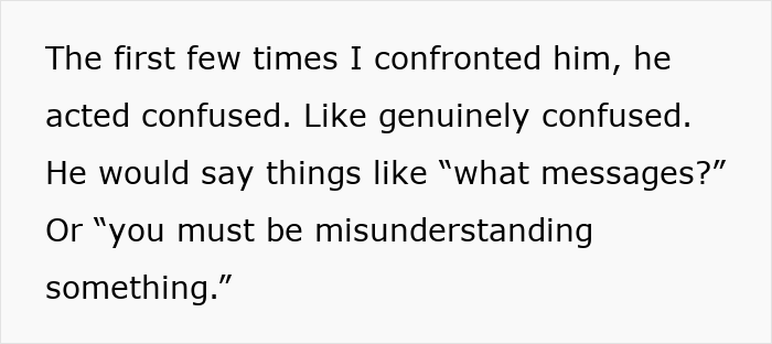 Alt text:
Text describing a woman confronting her husband who acts confused, hinting at suspicions about a possible psychopath. Alt text:
Text describing a woman confronting her husband who acts confused, hinting at suspicions about a possible psychopath.