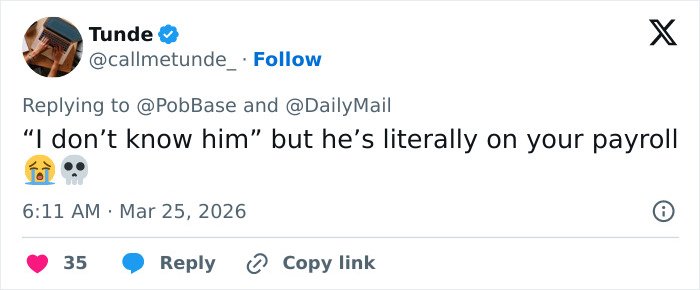 Tweet by user Tunde reacting to the identity of the security guard who berated Jude Law's daughter with emojis. Tweet by user Tunde reacting to the identity of the security guard who berated Jude Law's daughter with emojis.