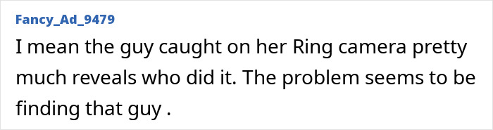 Screenshot of an online comment about the Nancy Guthrie case discussing a Ring camera revealing the suspect in the FBI analysis.