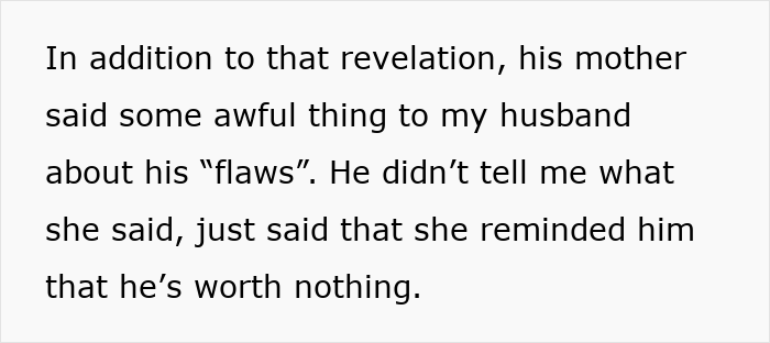 Text excerpt about harsh family comments, illustrating emotional debt and distress related to mil wants file bankruptcy debt.