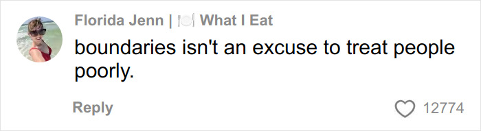 Comment from Florida Jenn discussing boundaries and respectful treatment, related to celebrity Karen paparazzi and privacy debate.