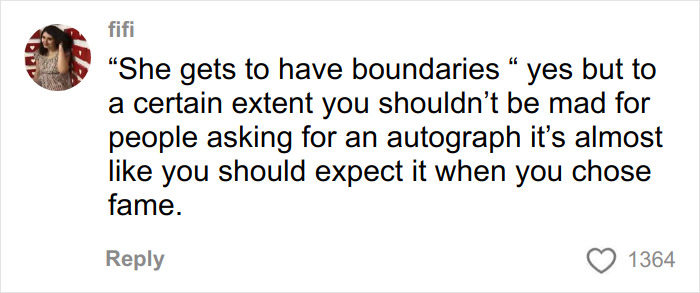 Comment on social media discussing paparazzi tactics, celebrity boundaries, and debates on privacy and gender issues.