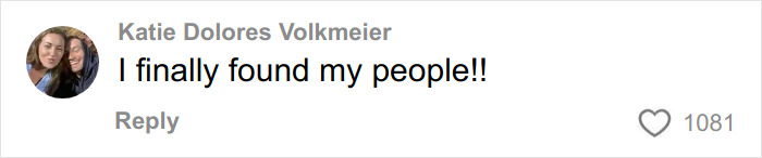 Comment by Katie Dolores Volkmeier saying I finally found my people with 1081 likes related to Chappell Roan paparazzi tactic debate on privacy.