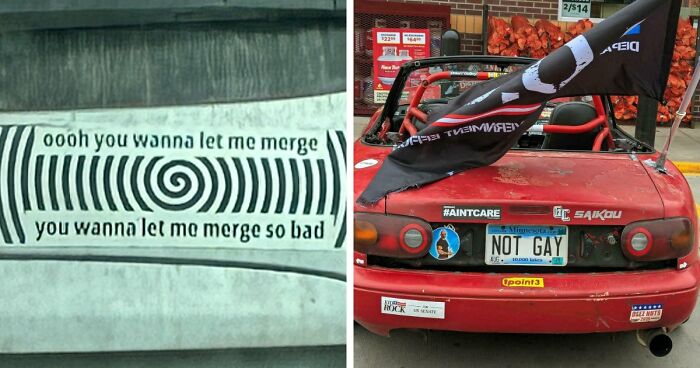 55 Times People Spotted The Most Hilarious And Unhinged Bumper Stickers Ever (New Pics)