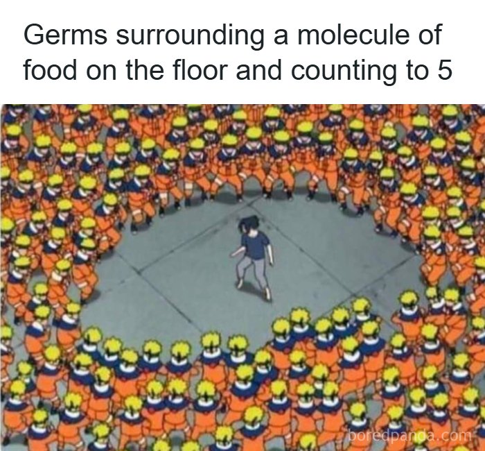 Anime character surrounded by many clones counting to 5, illustrating a humorous scene for doctors or patients tired of it all.