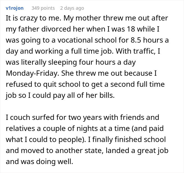 Trecho de uma postagem sobre um homem gay expulso por pais que esperavam que ele financiasse sua aposentadoria.