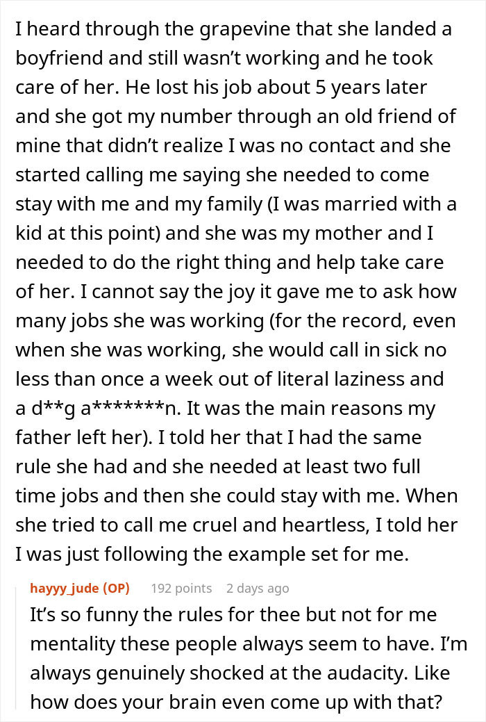 Postagem de texto do Reddit discutindo um homem gay chocado com a audácia de seus pais após ser expulso e demandas de financiamento para aposentadoria.