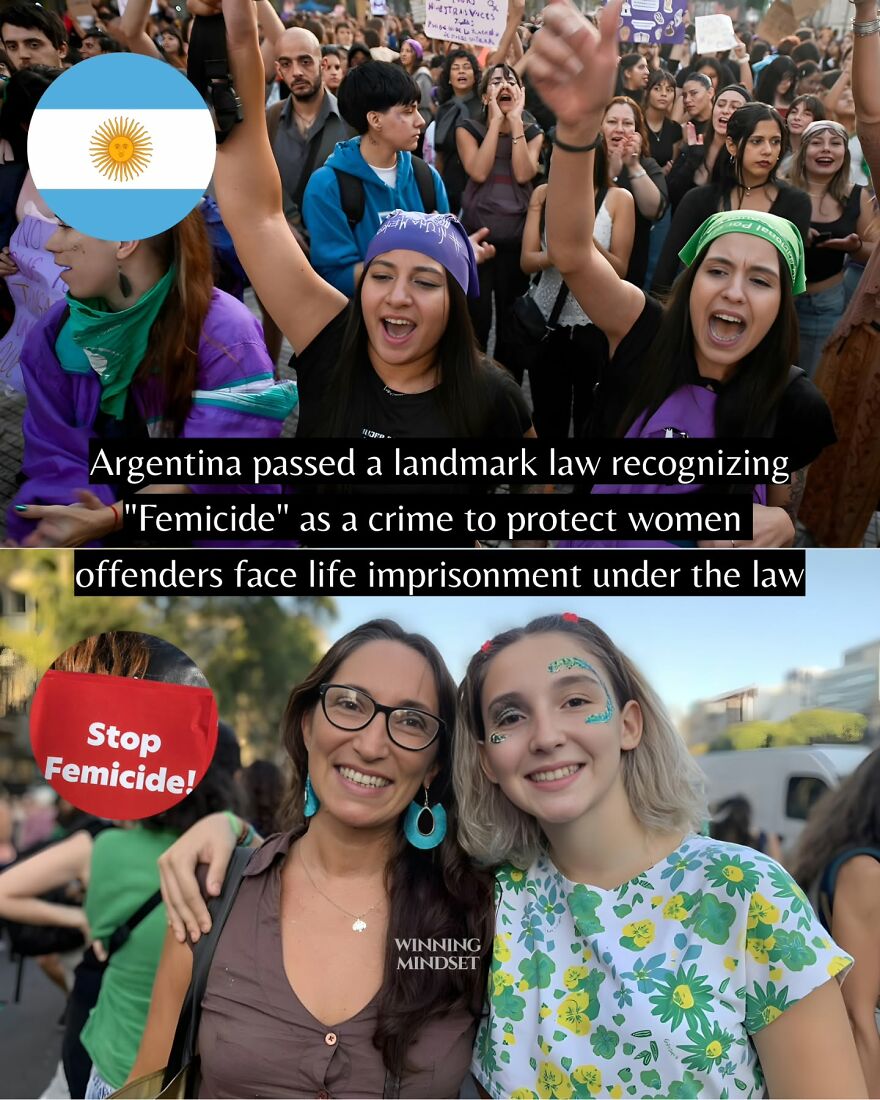 Protesters and supporters celebrating Argentina's law against femicide with good news for everyone tired of negative headlines.