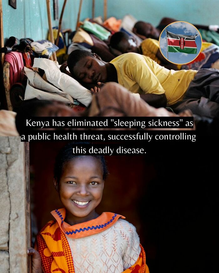 Children in Kenya sleeping peacefully and smiling, representing good news from around the world improving health and life quality.