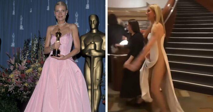 A Look Back At Gwyneth Paltrow’s Past Oscars Looks Going Back To 1994 After This Year’s Awkward Wardrobe Malfunction