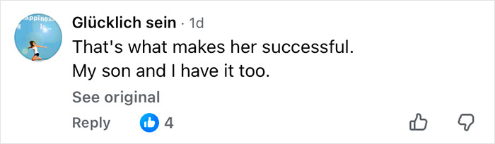 Comment discussing Heidi Klum revealing she suffers from a disorder she partly credits for her success.