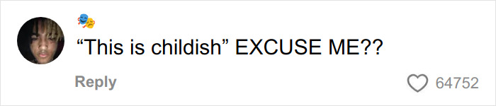 Social media comment saying this is childish with 64,752 likes, reflecting drama in husband messaging wife on Tinder.