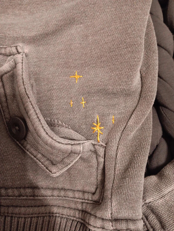 I Fixed A Hole In My Jacket By Embroidering Stars