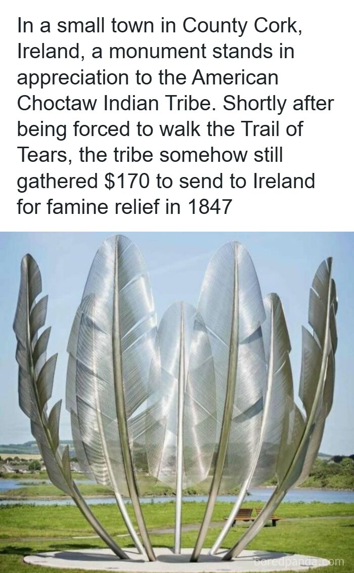 Monument in County Cork honoring the American Choctaw Tribe for a historic act of famine relief in 1847.