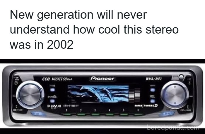 Car stereo from the 2000s showing nostalgia and parts of our lives that don't exist anymore from the 90s era.