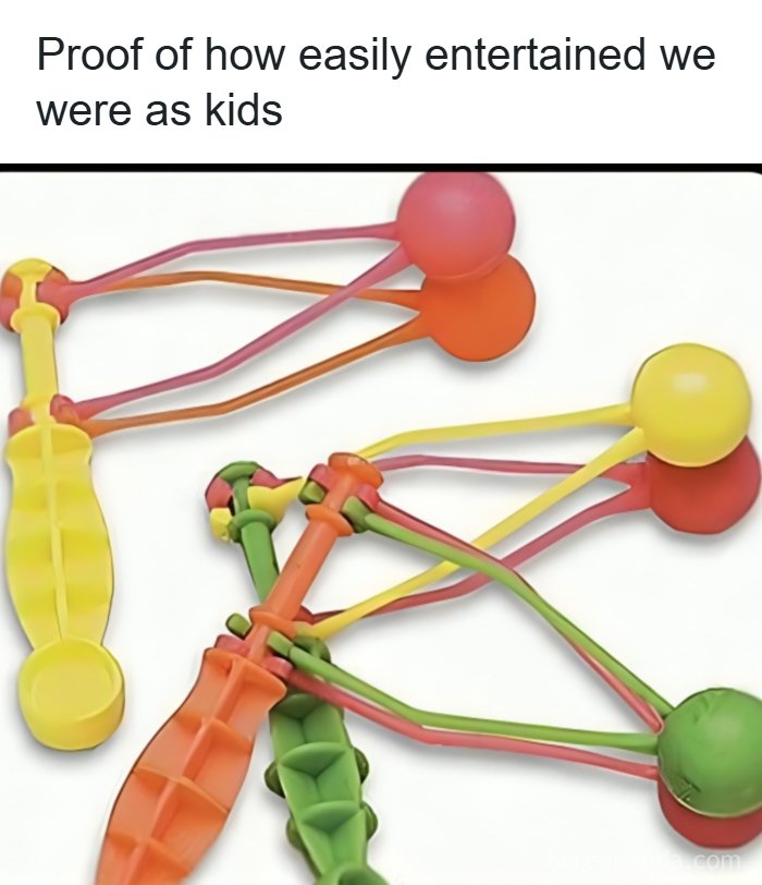 Colorful plastic slingshot toys from the 90s showing parts of childhood and nostalgic entertainment.