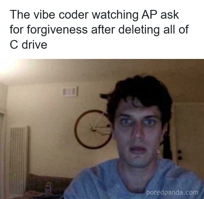 Man with shocked expression representing a programmer's reaction, illustrating the universal struggle of debugging in coding.
