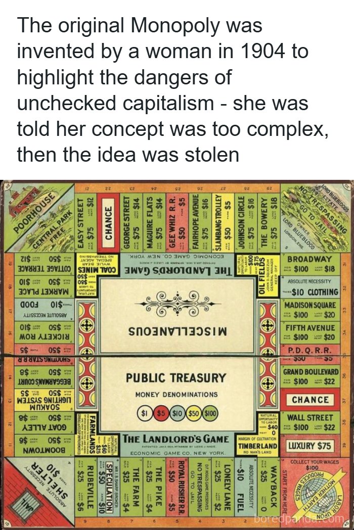 Vintage Monopoly board highlighting unique moments in history and the origins of the economic game concept.