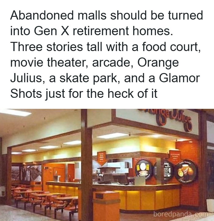 Abandoned mall Orange Julius counter with retro design, evoking '90s posts about parts of our lives that don’t exist anymore.