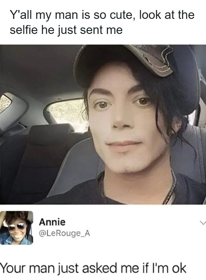 Selfie meme showing a man in a car with text making a hilarious and relatable joke about a man’s cuteness.