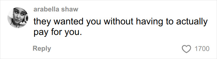 Comment by Arabella Shaw criticizing a fashion brand for using AI photos, relating to model likeness plagiarism controversy.