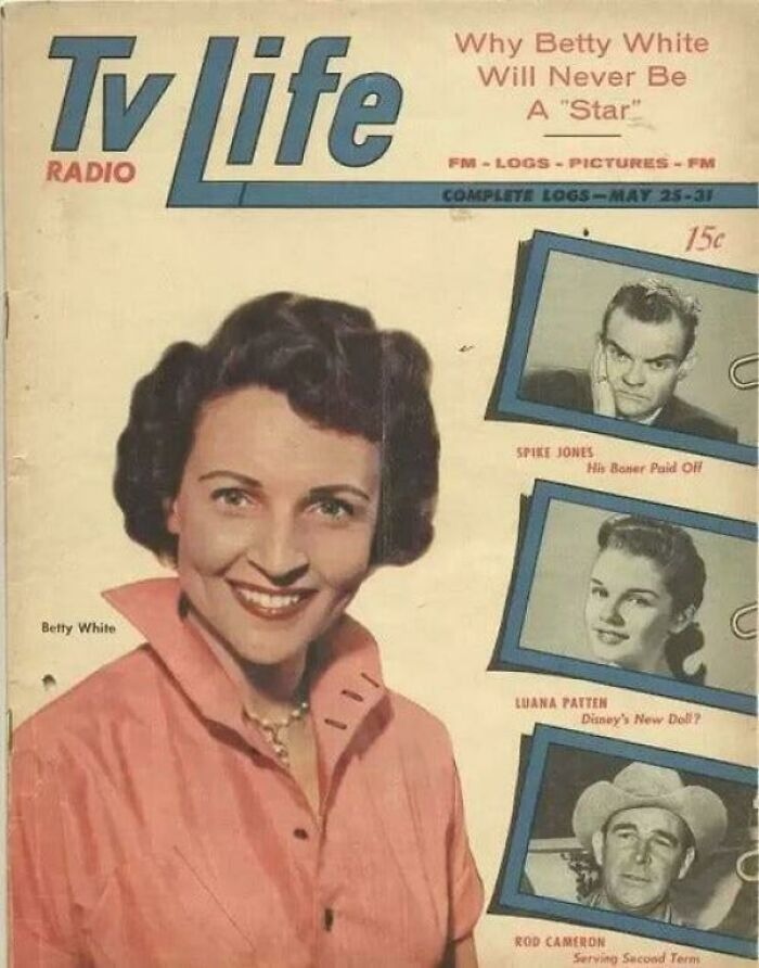 Vintage TV life magazine cover featuring Betty White and other classic celebrity photos, an old photo that aged badly.